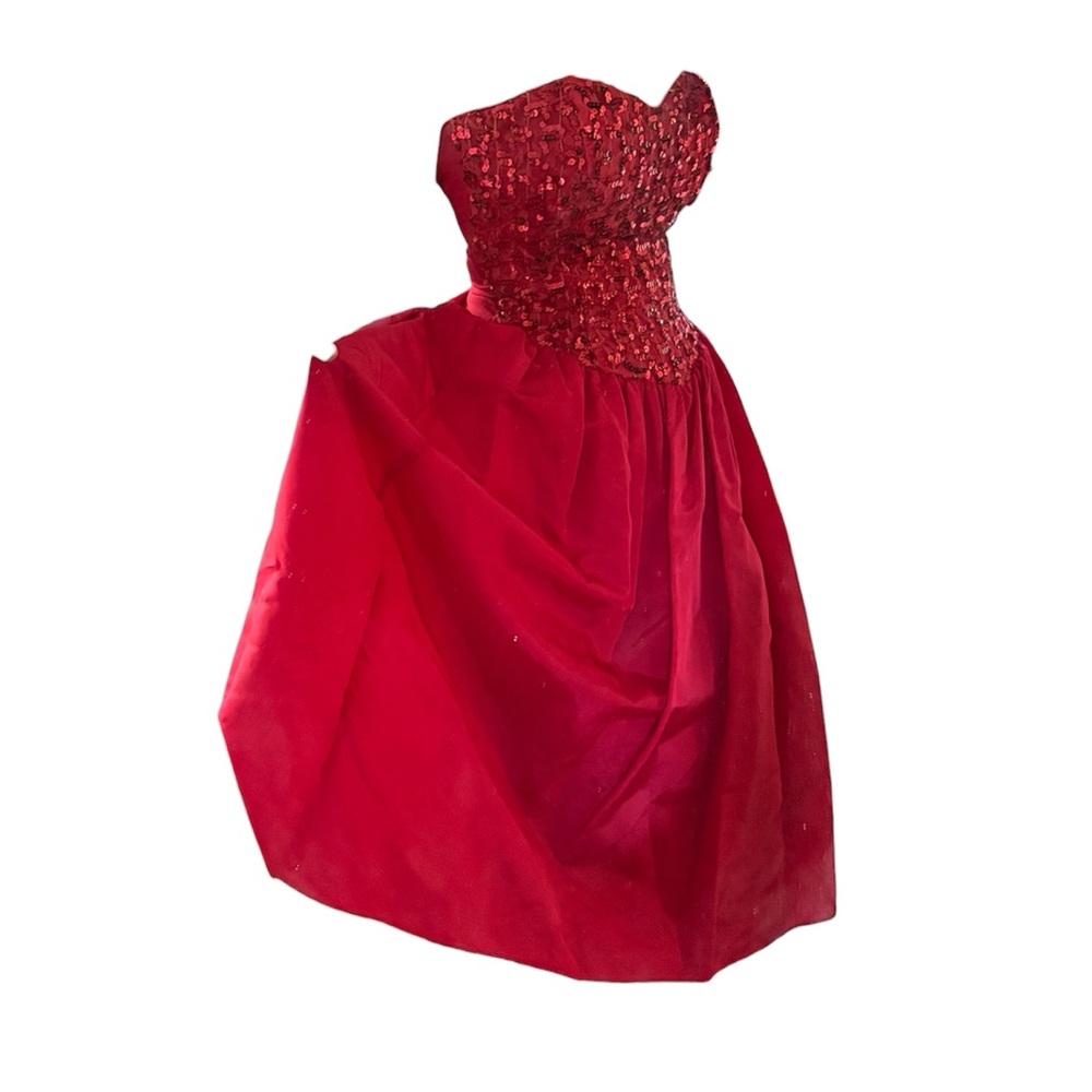 RARE Vintage Gunne Sax Jessica Rabbit Red Sequin Bodice Strapless Formal Dress